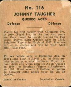 1937-38 World Wide Gum (V356) #116 Johnny Taugher Back