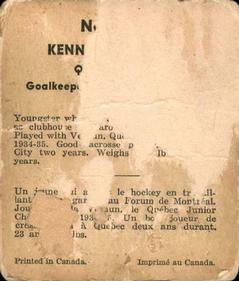 1937-38 World Wide Gum (V356) #118 Kenny McKinnon Back