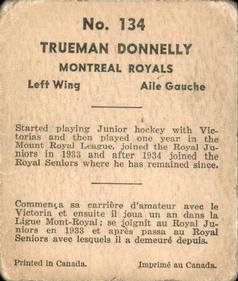 1937-38 World Wide Gum (V356) #134 Truman Donnelly Back