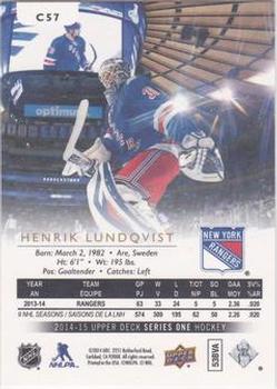 2014-15 Upper Deck - UD Canvas #C57 Henrik Lundqvist Back