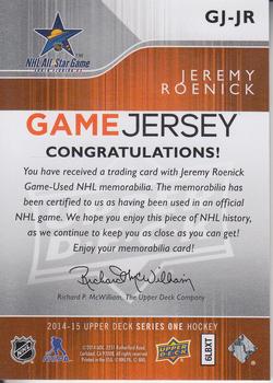 2014-15 Upper Deck - Game Jerseys #GJ-JR Jeremy Roenick Back