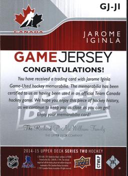 2014-15 Upper Deck - Game Jerseys #GJ-JI Jarome Iginla Back