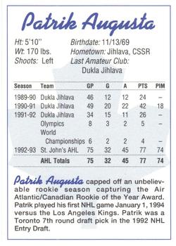 1993-94 St. John's Maple Leafs (AHL) #NNO Patrik Augusta Back