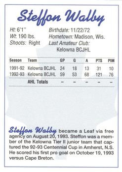 1993-94 St. John's Maple Leafs (AHL) #NNO Steffon Walby Back