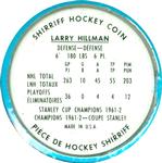 1962-63 Shirriff Coins #17 Larry Hillman Back