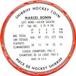 1962-63 Shirriff Coins #27 Marcel Bonin Back