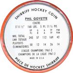 1962-63 Shirriff Coins #28 Phil Goyette Back