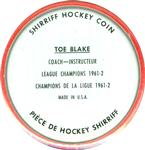 1962-63 Shirriff Coins #31 Toe Blake Back