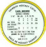 1962-63 Shirriff Coins #51 Carl Brewer Back