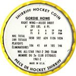1962-63 Shirriff Coins #54 Gordie Howe Back