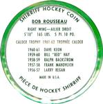 1962-63 Shirriff Coins #56 Bob Rousseau Back