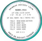 1962-63 Shirriff Coins #57 Bobby Hull Back