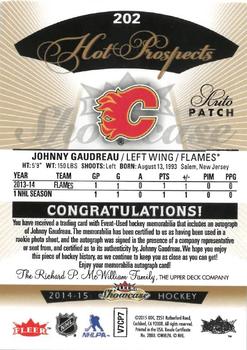 2014-15 Fleer Showcase #202 Johnny Gaudreau Back