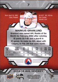 2014-15 Upper Deck AHL #7 Markus Granlund Back