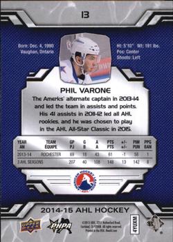 2014-15 Upper Deck AHL #13 Phil Varone Back