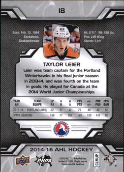 2014-15 Upper Deck AHL #18 Taylor Leier Back