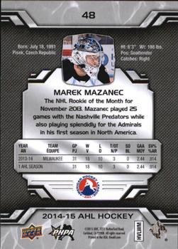 2014-15 Upper Deck AHL #48 Marek Mazanec Back