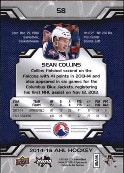 2014-15 Upper Deck AHL #58 Sean Collins Back