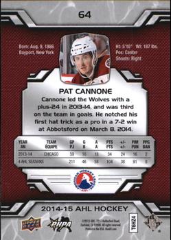 2014-15 Upper Deck AHL #64 Pat Cannone Back