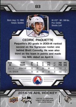 2014-15 Upper Deck AHL #83 Cedric Paquette Back