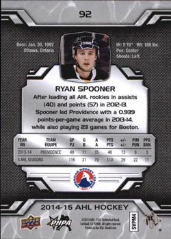 2014-15 Upper Deck AHL #92 Ryan Spooner Back