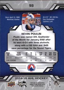 2014-15 Upper Deck AHL #93 Kevin Poulin Back
