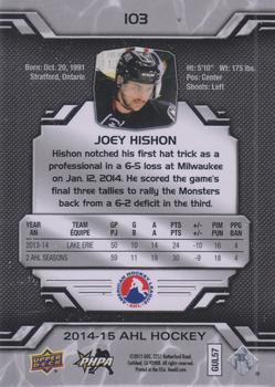 2014-15 Upper Deck AHL #103 Joey Hishon Back