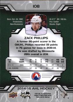 2014-15 Upper Deck AHL #108 Zack Phillips Back