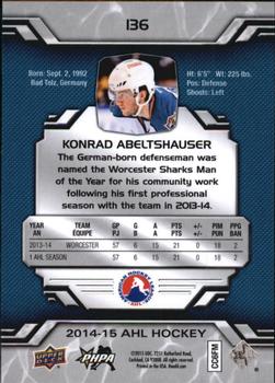 2014-15 Upper Deck AHL #136 Konrad Abeltshauser Back
