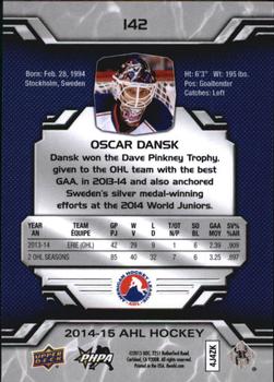 2014-15 Upper Deck AHL #142 Oscar Dansk Back