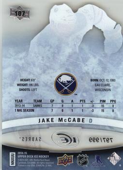 2014-15 Upper Deck Ice #107 Jake McCabe Back
