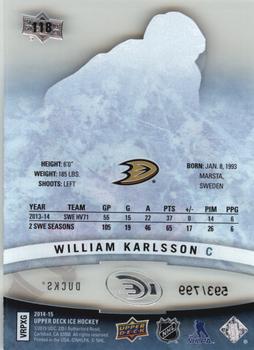 2014-15 Upper Deck Ice #118 William Karlsson Back