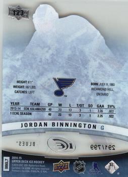 2014-15 Upper Deck Ice #123 Jordan Binnington Back