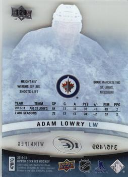 2014-15 Upper Deck Ice #129 Adam Lowry Back