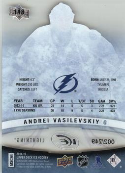 2014-15 Upper Deck Ice #148 Andrei Vasilevskiy Back