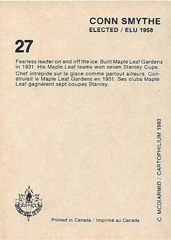 1985 Cartophilium Hockey Hall of Fame #27 Conn Smythe Back