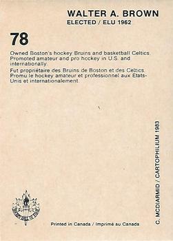 1985 Cartophilium Hockey Hall of Fame #78 Walter A. Brown Back