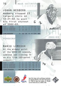2002-03 Upper Deck Mask Collection - UD Promos #70 Mario Lemieux / Johan Hedberg Back