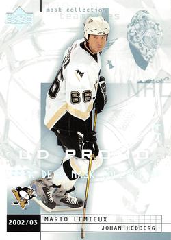 2002-03 Upper Deck Mask Collection - UD Promos #70 Mario Lemieux / Johan Hedberg Front
