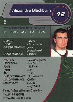 1999-00 Cartes, Timbres et Monnaies Sainte-Foy Shawinigan Cataractes (QMJHL) #5 Alexandre Blackburn Back