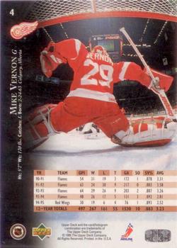 1995-96 Upper Deck - Electric Ice #4 Mike Vernon Back