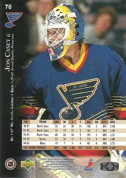 1995-96 Upper Deck - Electric Ice #70 Jon Casey Back