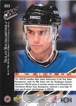 1995-96 Upper Deck - Electric Ice #353 Nolan Baumgartner Back