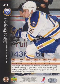 1995-96 Upper Deck - Electric Ice #433 Wayne Primeau Back