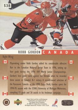1995-96 Upper Deck - Electric Ice #538 Robb Gordon Back
