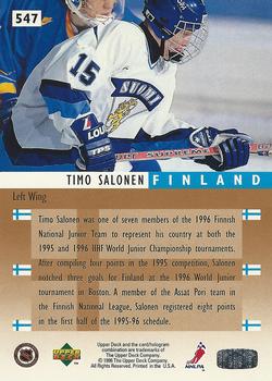 1995-96 Upper Deck - Electric Ice #547 Timo Salonen Back