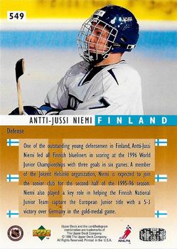 1995-96 Upper Deck - Electric Ice #549 Antti-Jussi Niemi Back