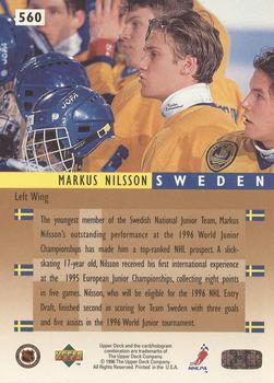 1995-96 Upper Deck - Electric Ice #560 Marcus Nilson Back