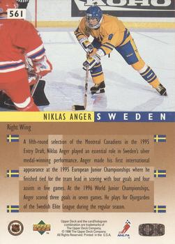 1995-96 Upper Deck - Electric Ice #561 Niklas Anger Back