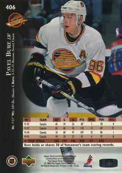 1995-96 Upper Deck - Electric Ice Gold #406 Pavel Bure Back
